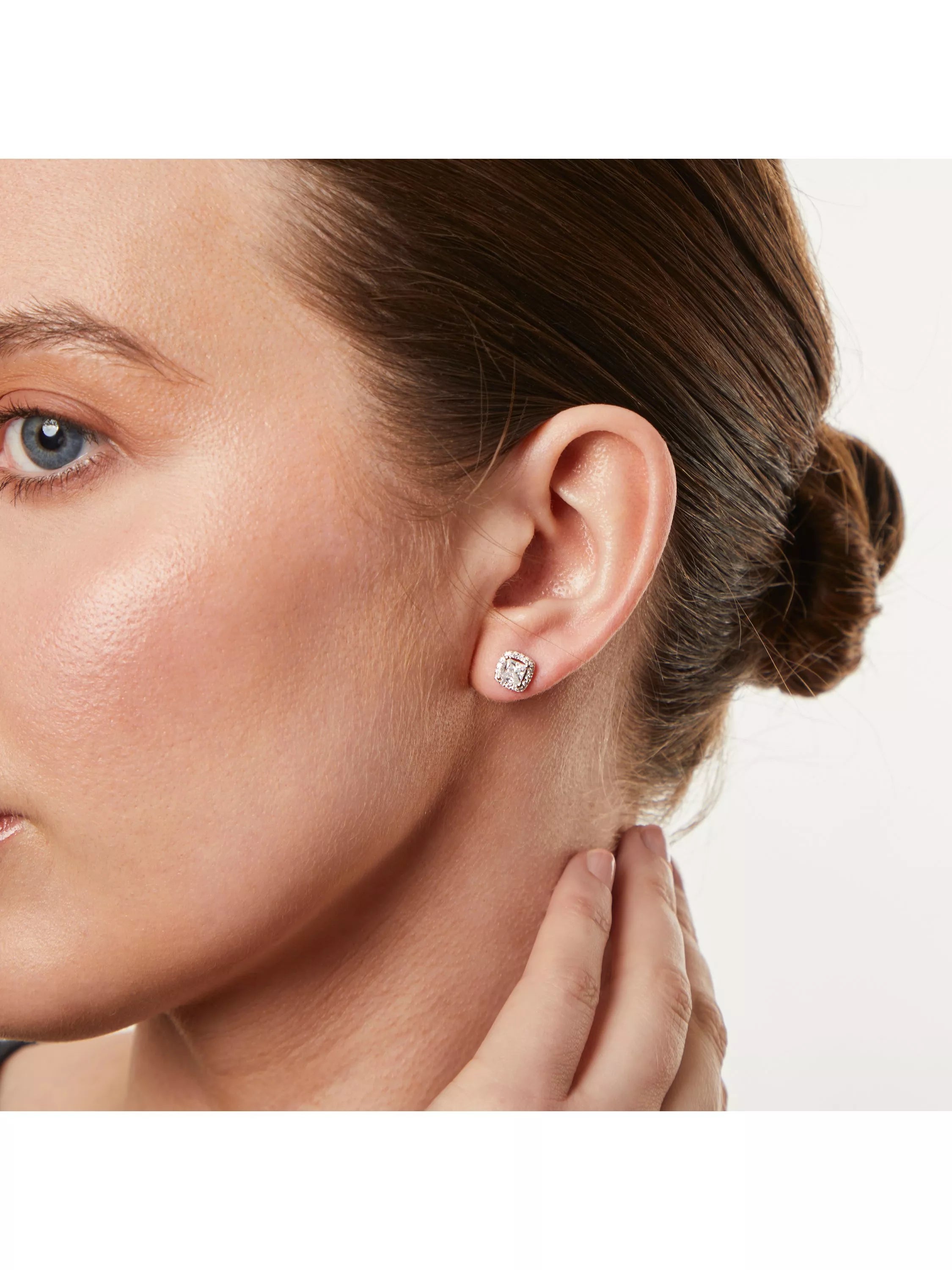 Jools by Jenny Brown princess cut cubic zirconia stud earrings, UK version