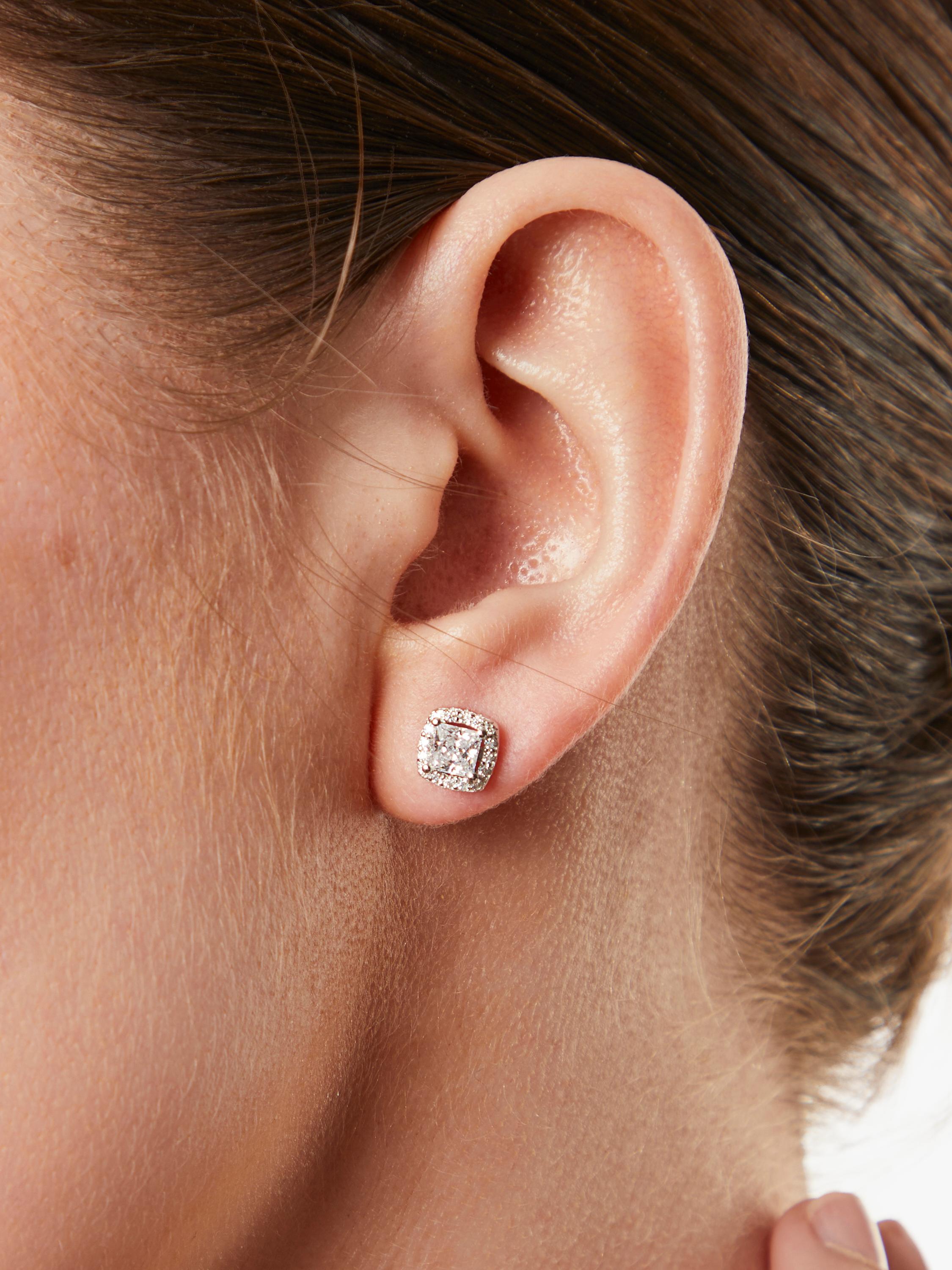 Jools by Jenny Brown princess cut cubic zirconia stud earrings, UK version