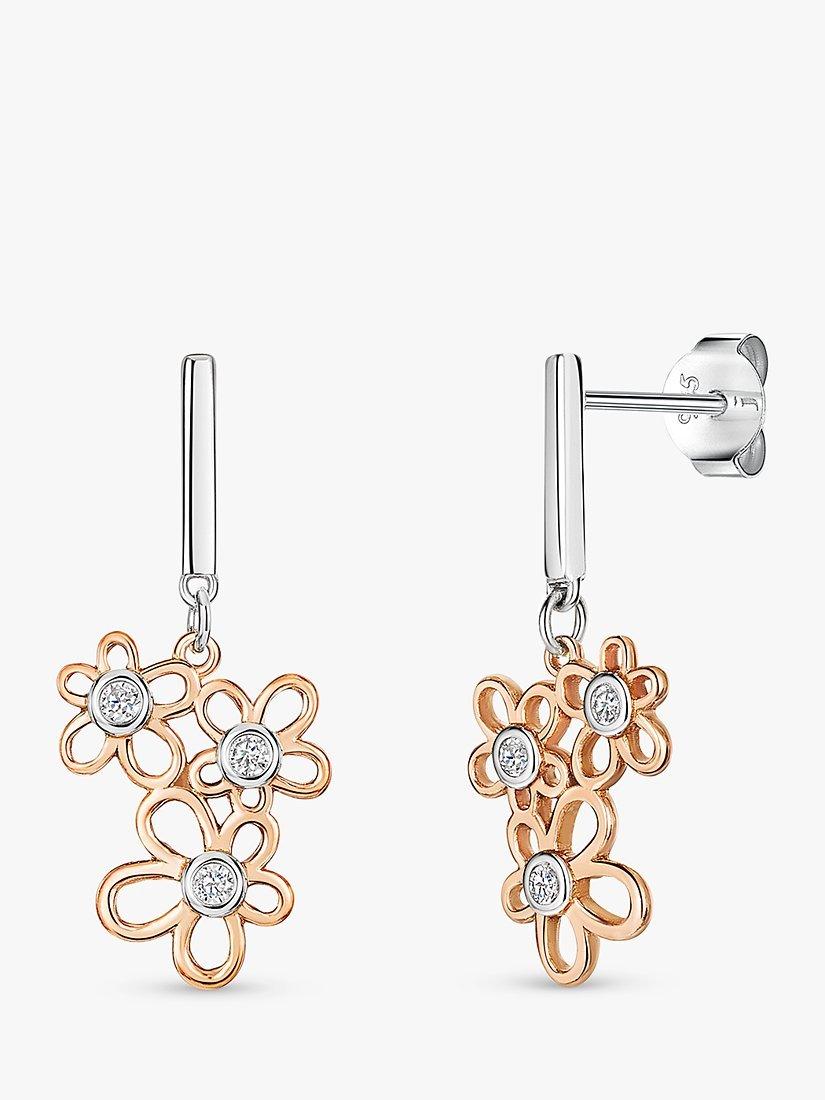 Jools by Jenny Brown cubic zirconia drop earrings rose gold - British product