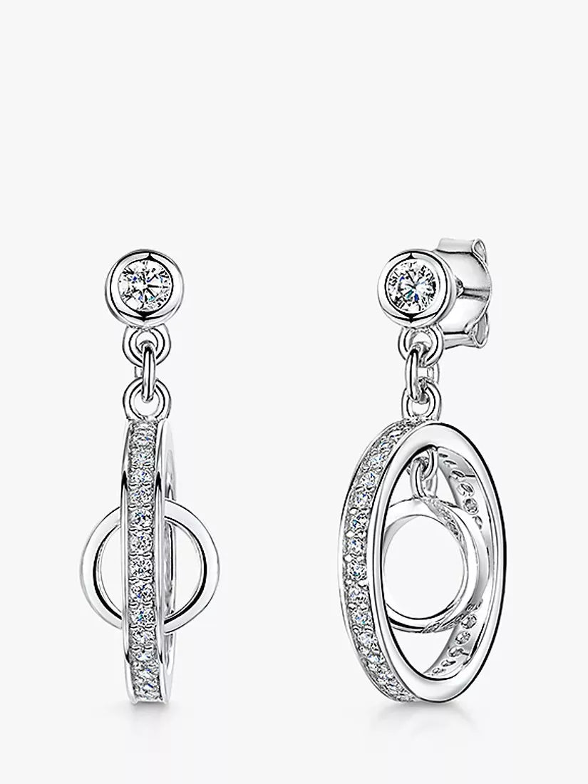 Jools by Jenny Brown cubic zirconia ring drop earrings silver, imported from the UK