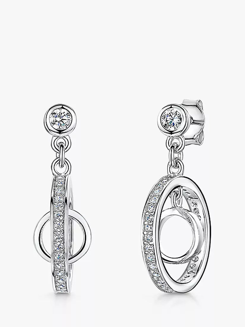 Jools by Jenny Brown cubic zirconia ring drop earrings silver, imported from the UK