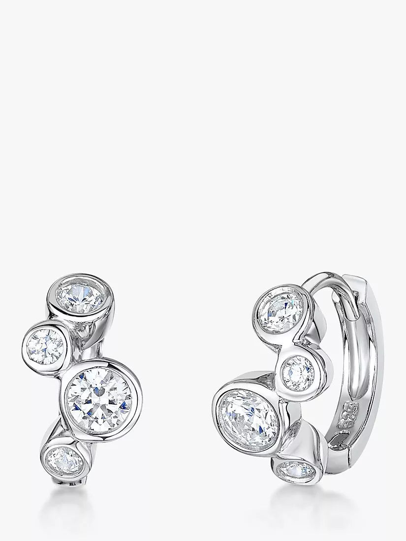 Jools by Jenny Brown cubic zirconia huggie earrings in sterling silver (British brand)