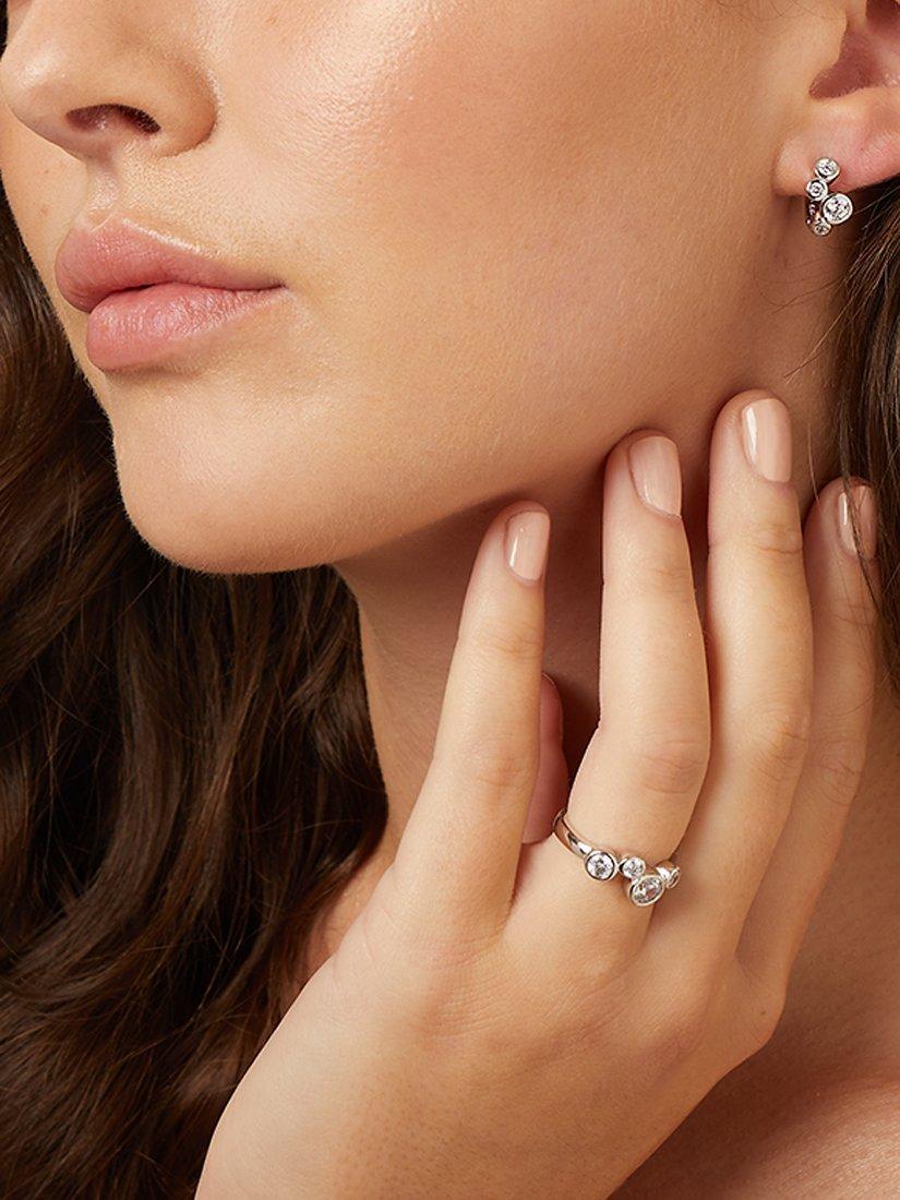 Jools by Jenny Brown cubic zirconia huggie earrings in sterling silver (British brand)