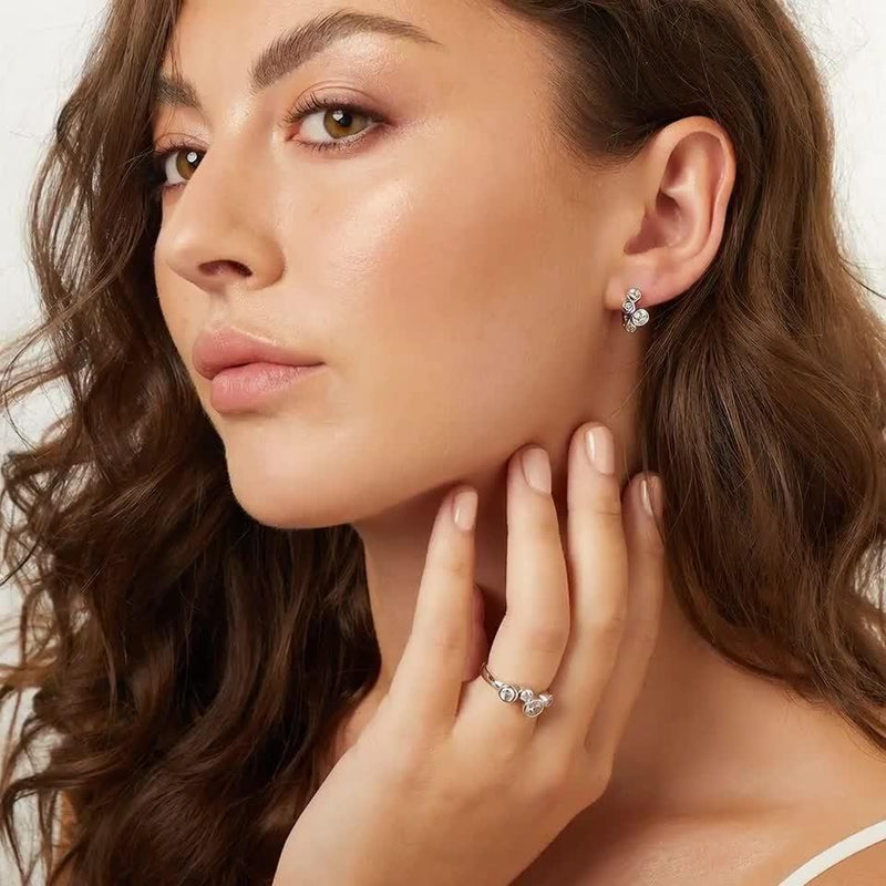 Jools by Jenny Brown cubic zirconia huggie earrings in sterling silver (British brand)