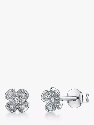 John Lewis Jools by Jenny Brown Cubic Zirconia Petal Stud Earrings, Silver, 7.5mm- Buy online at McGrocer