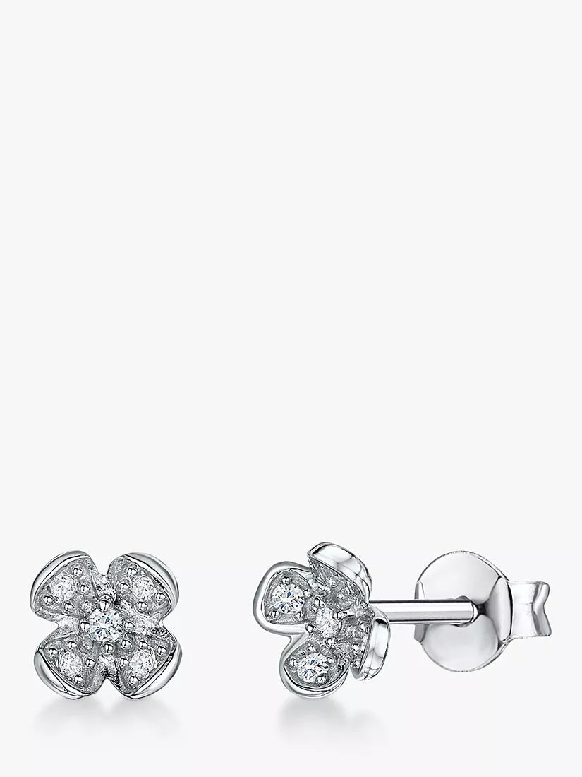 Jools cubic zirconia petal stud earrings 7.5mm, imported from the UK