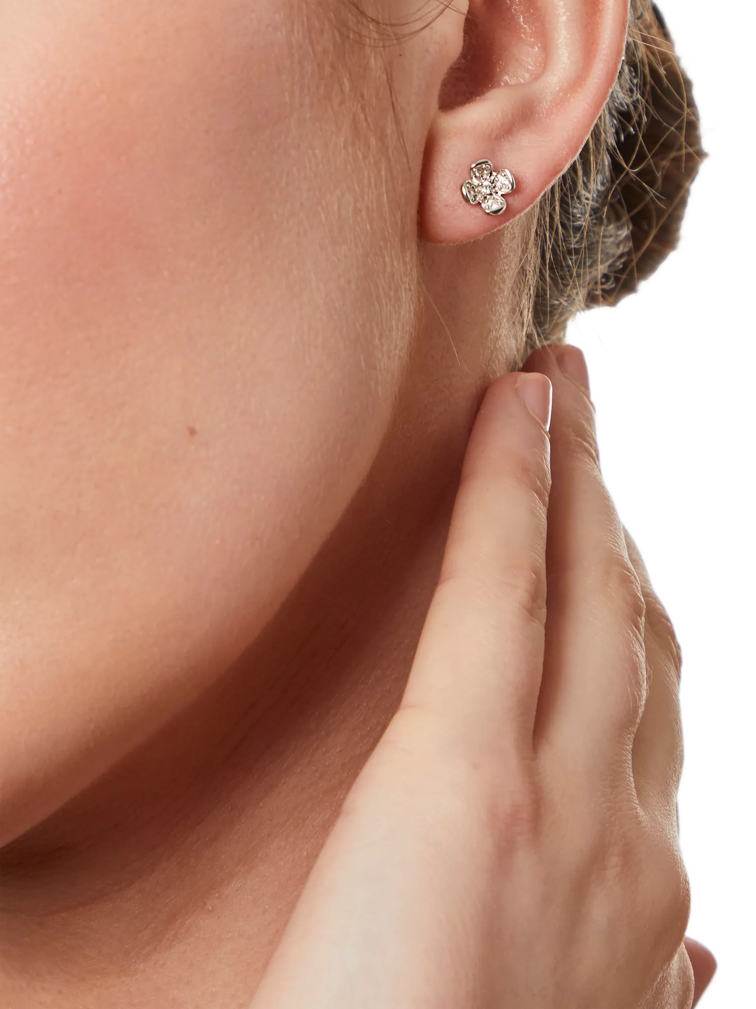 Jools cubic zirconia petal stud earrings 7.5mm, imported from the UK