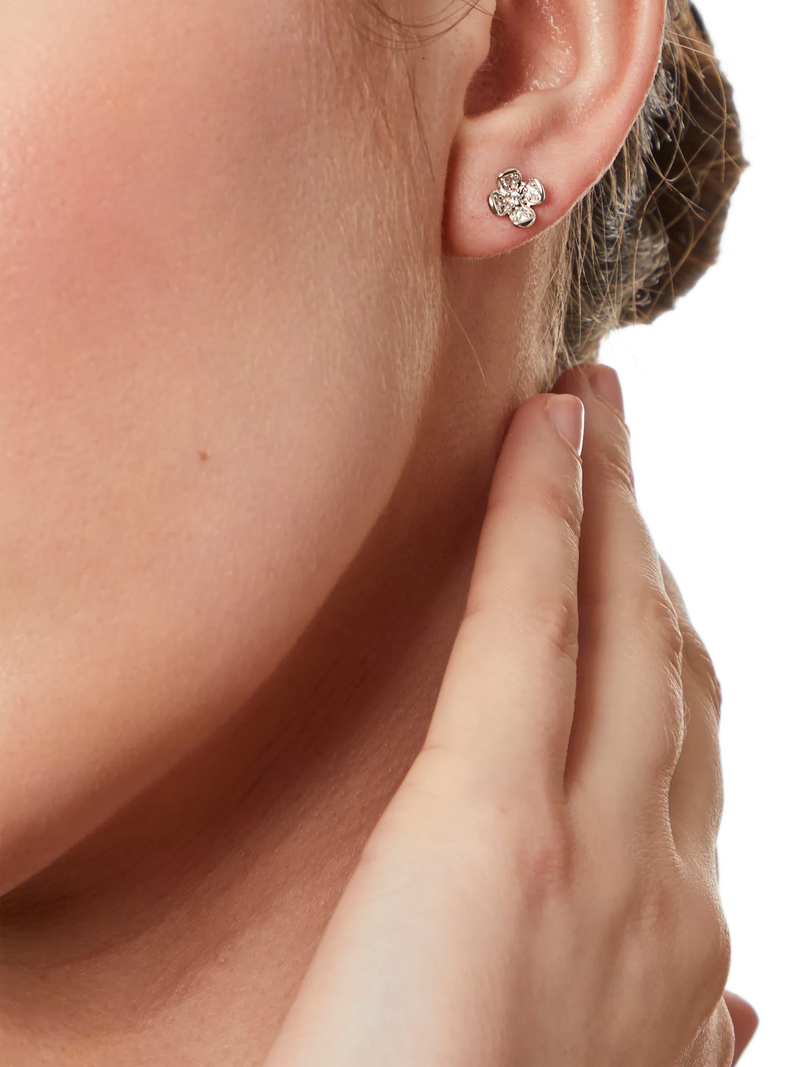 Jools cubic zirconia petal stud earrings 7.5mm, imported from the UK