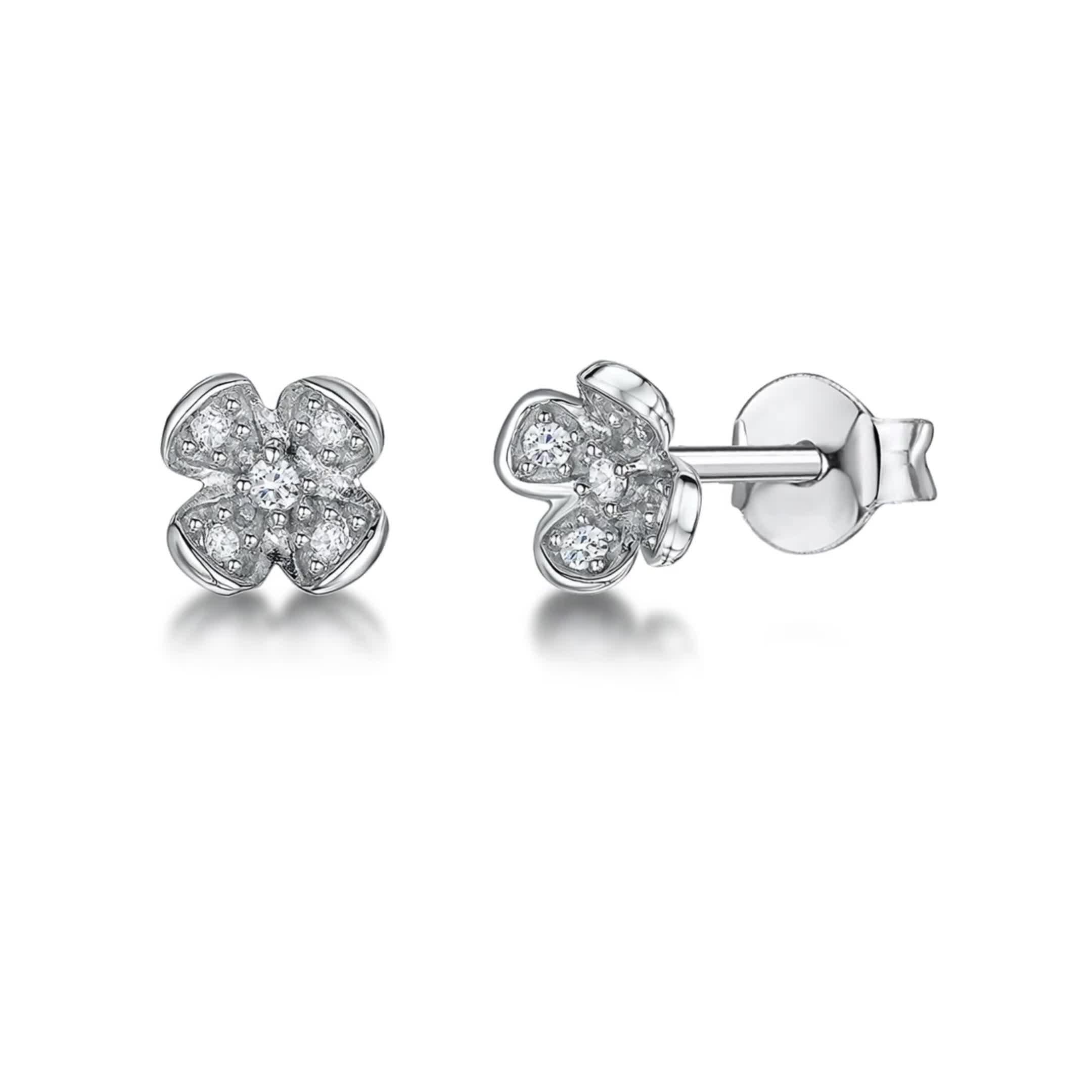 Jools Zirkonia Blüten-Ohrstecker 7,5 mm, importiert aus Großbritannien