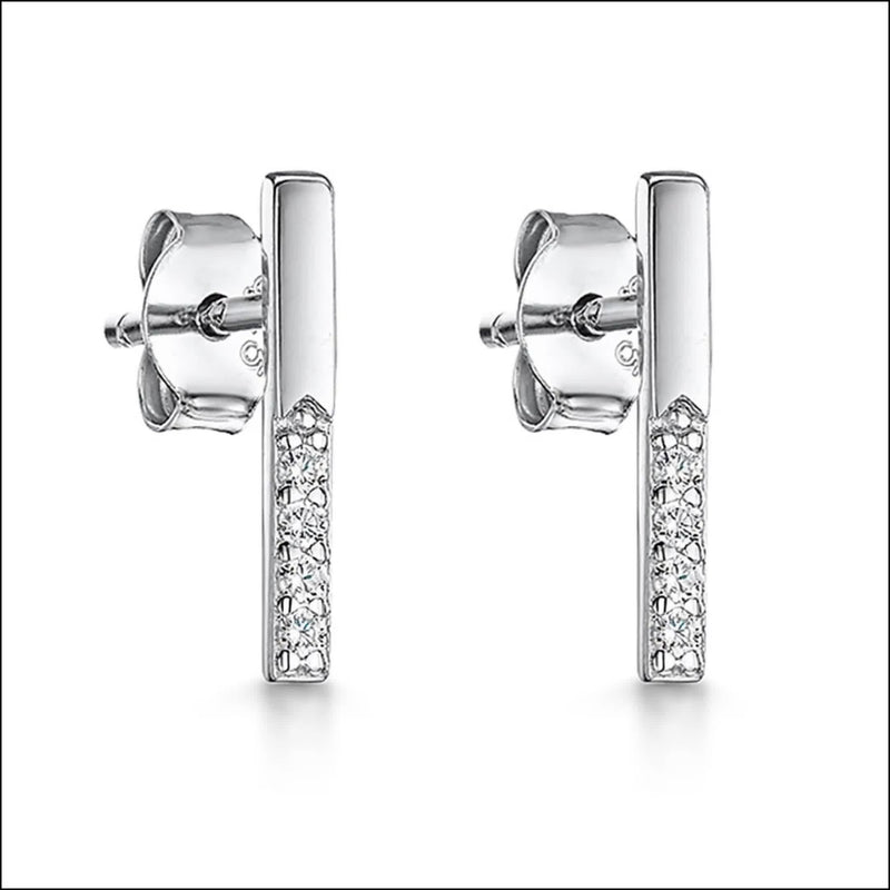 Jools by Jenny Brown small pave bar stud earrings silver, UK version