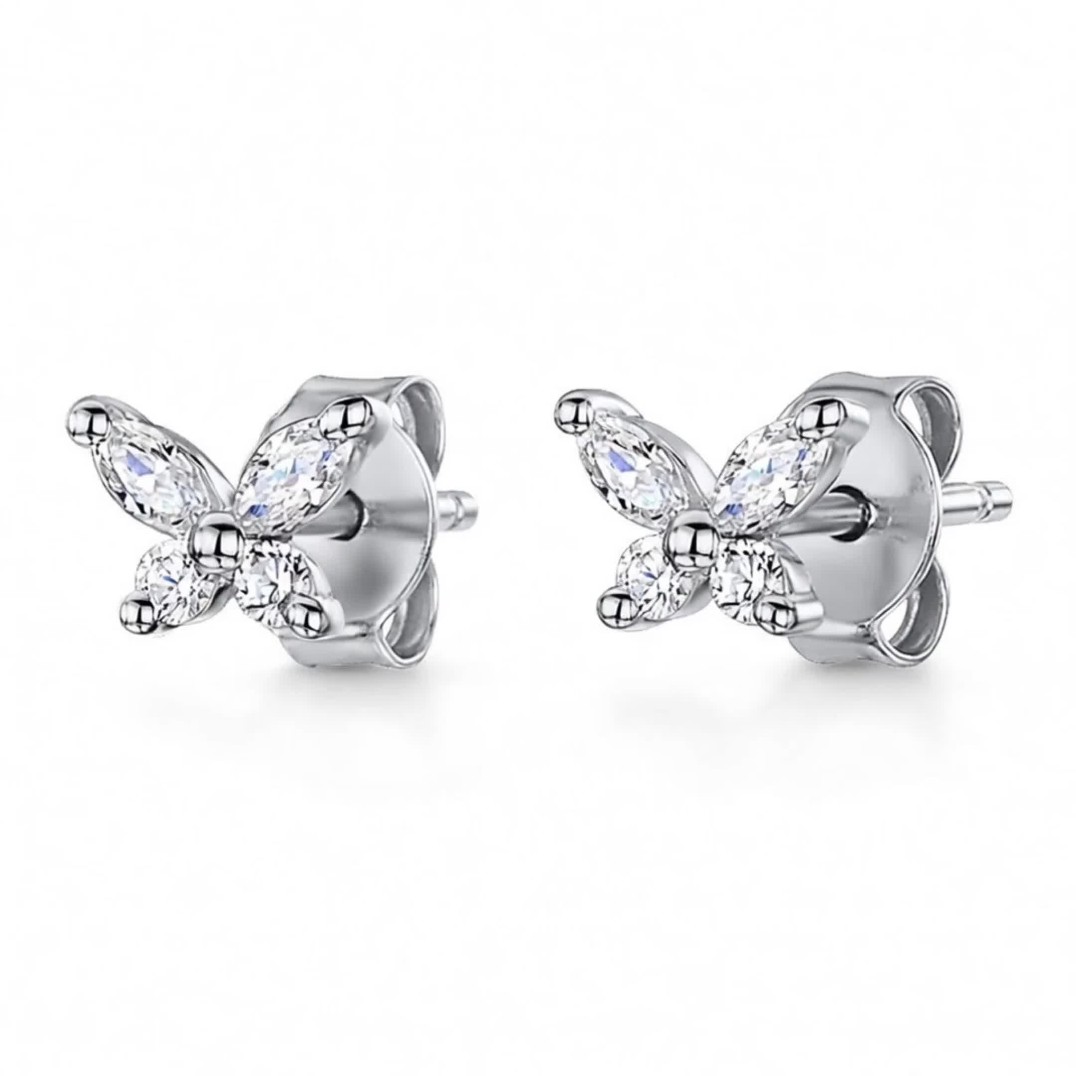 Jools by Jenny Brown cubic zirconia butterfly stud earrings, UK version