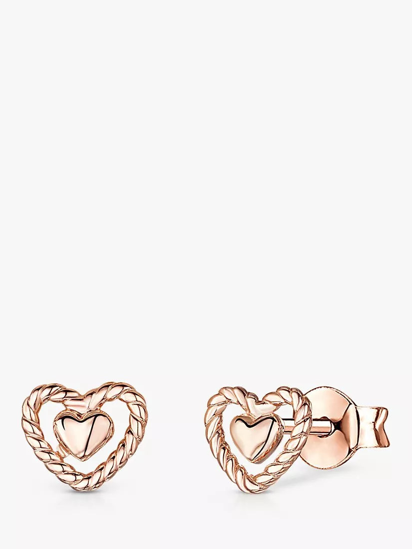 Jools by Jenny Brown Woven Heart Stud Earrings