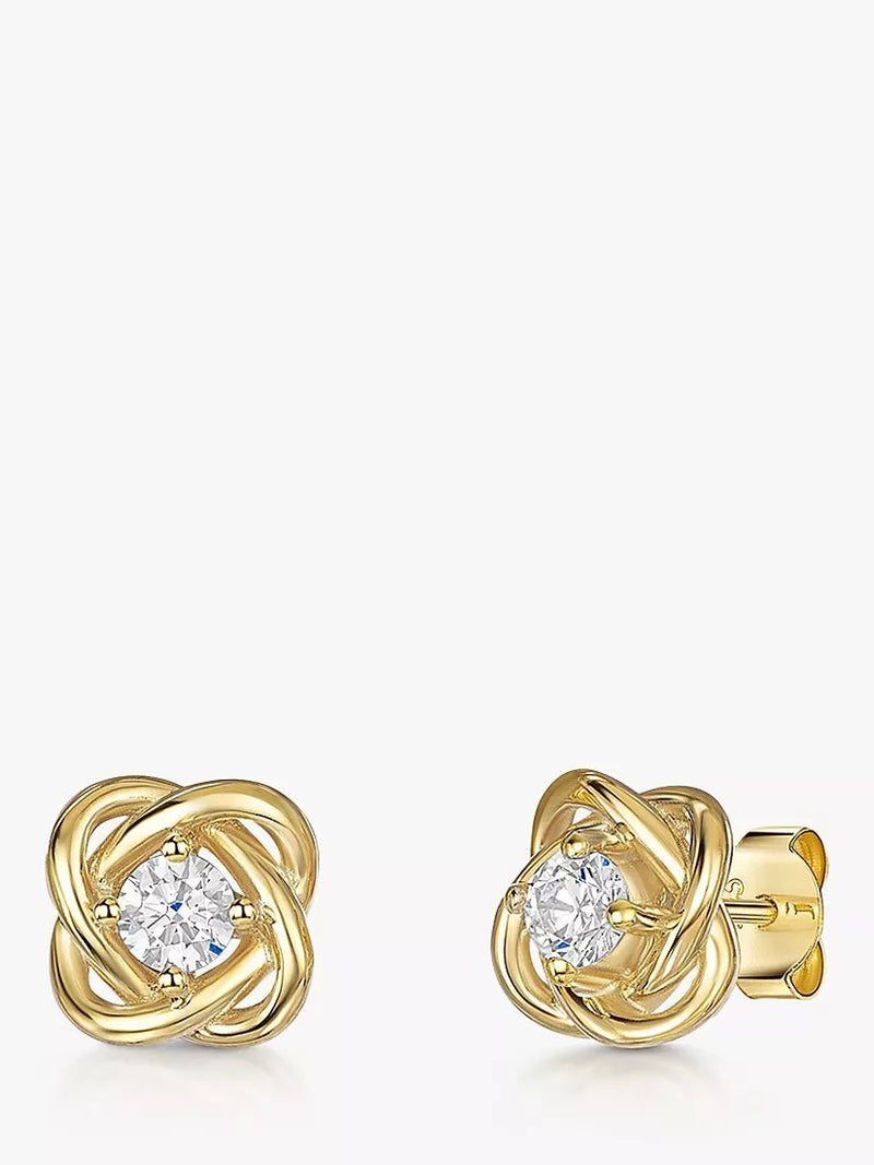 Jools cubic zirconia woven knot stud earrings 1cm (British brand)