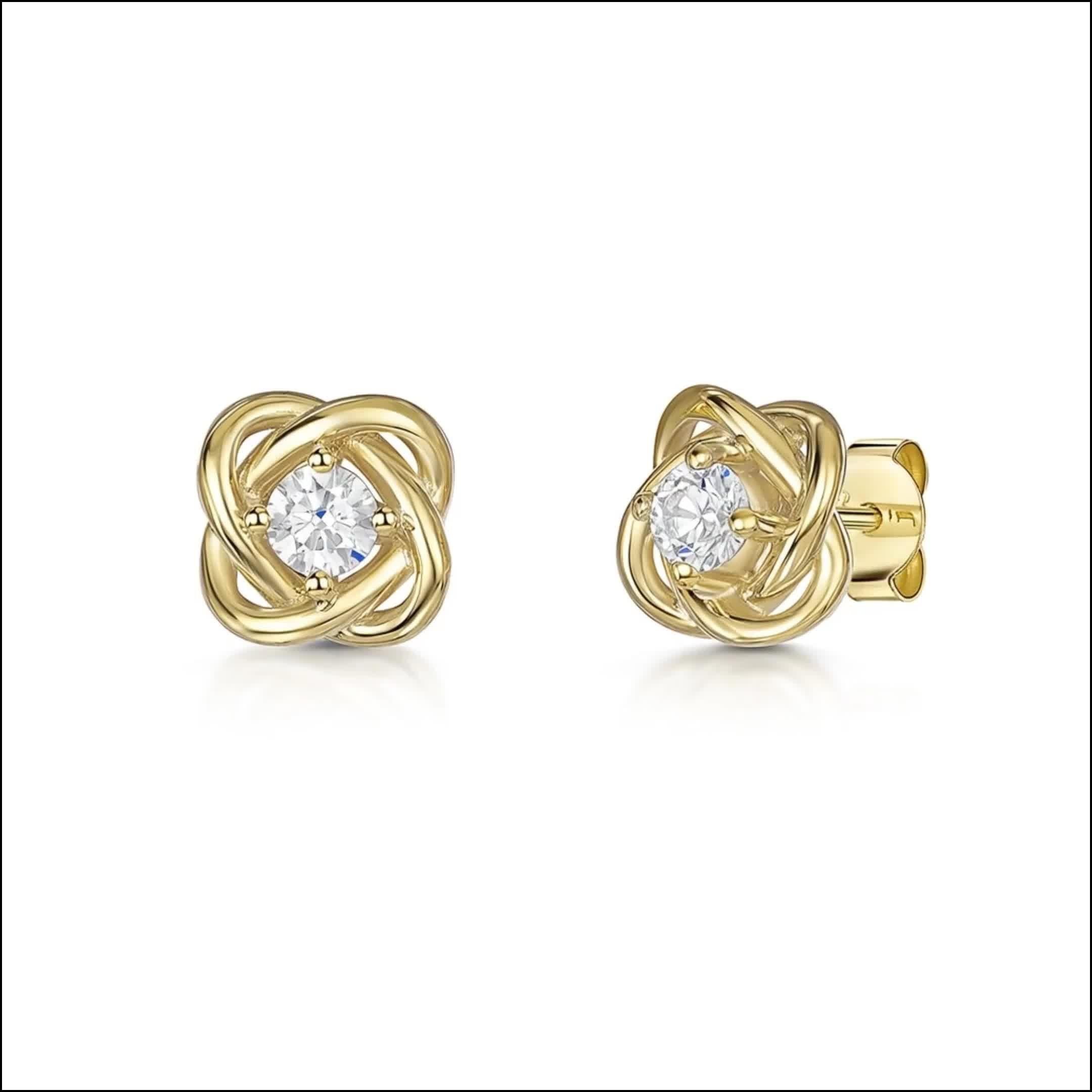 Jools cubic zirconia woven knot stud earrings 1cm (British brand)