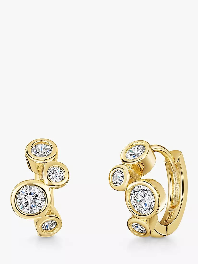 Jools by Jenny Brown Cubic Zirconia Bubble Huggie Earrings, Silver