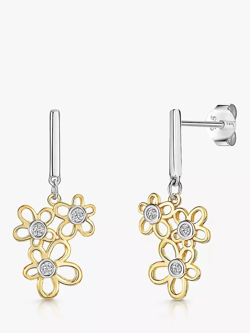Jools by Jenny Brown Cubic Zirconia Triple Flower Cluster Drop Earrings