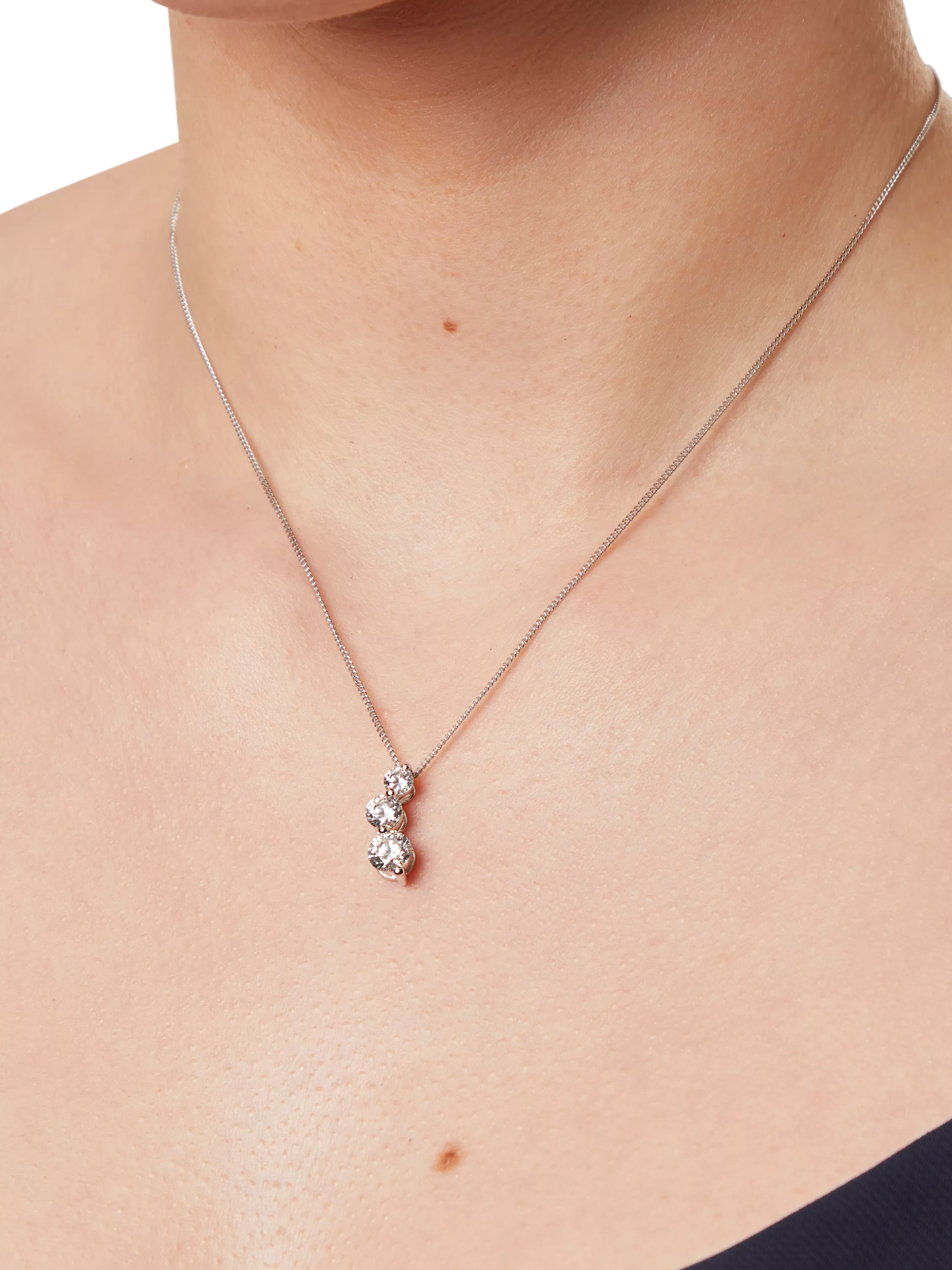Jools by Jenny Brown cubic zirconia pendant necklace silver (British brand)