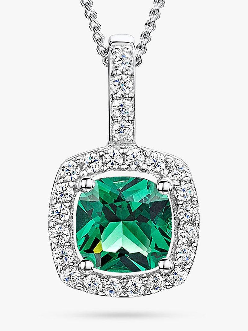 Jools by Jenny Brown Zirkonia-Quadrat-Halo-Anhänger-Halskette (britische Marke)