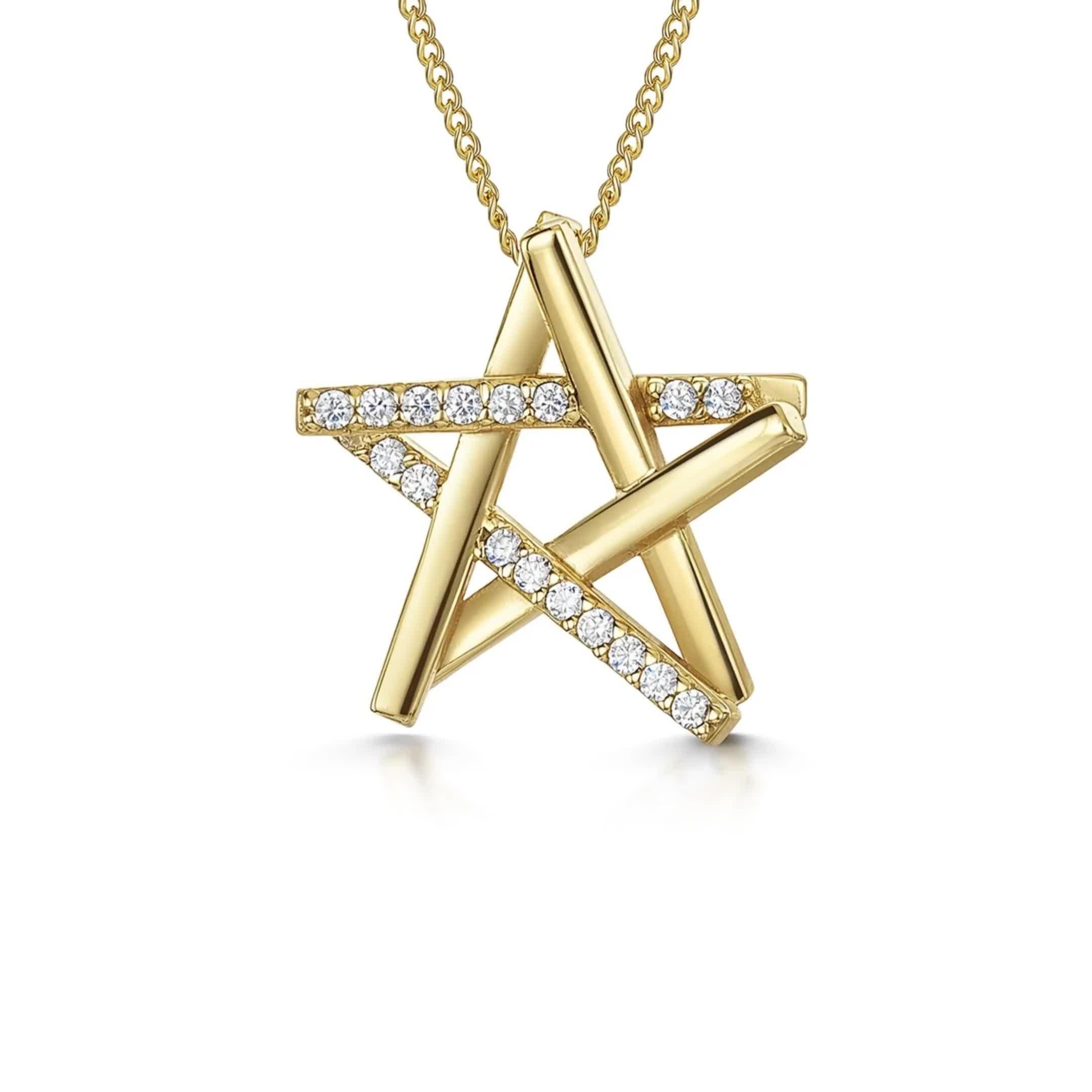 Jools by Jenny Brown star pendant necklace cubic zirconia 2.8cm - British product