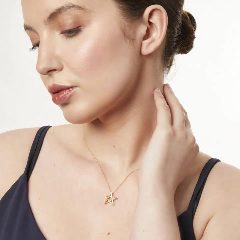 Jools by Jenny Brown star pendant necklace cubic zirconia 2.8cm - British product