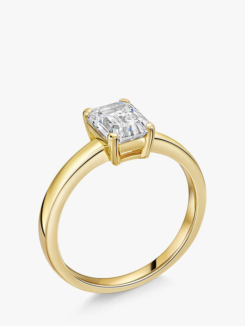 Jools by Jenny Brown emerald cut cubic zirconia ring gold (British brand)