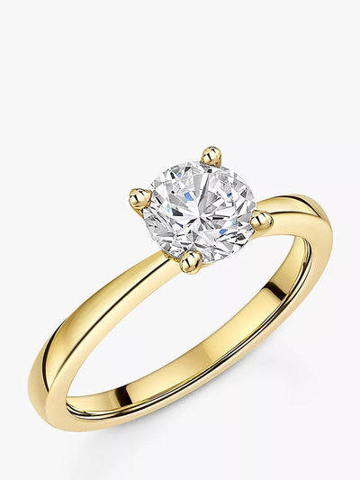 John Lewis Jools by Jenny Brown Round Cut Cubic Zirconia Solitaire Ring, Gold- Buy online at McGrocer