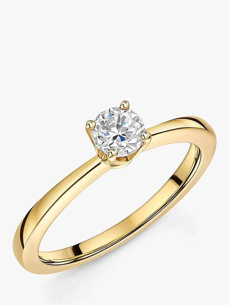 Jools by Jenny Brown Solitaire Round Cut Cubic Zirconia 5mm Ring, Gold, M