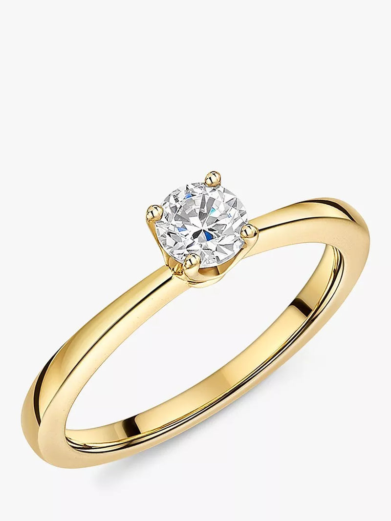Jools by Jenny Brown Solitaire Round Cut Cubic Zirconia 5mm Ring, Gold, N