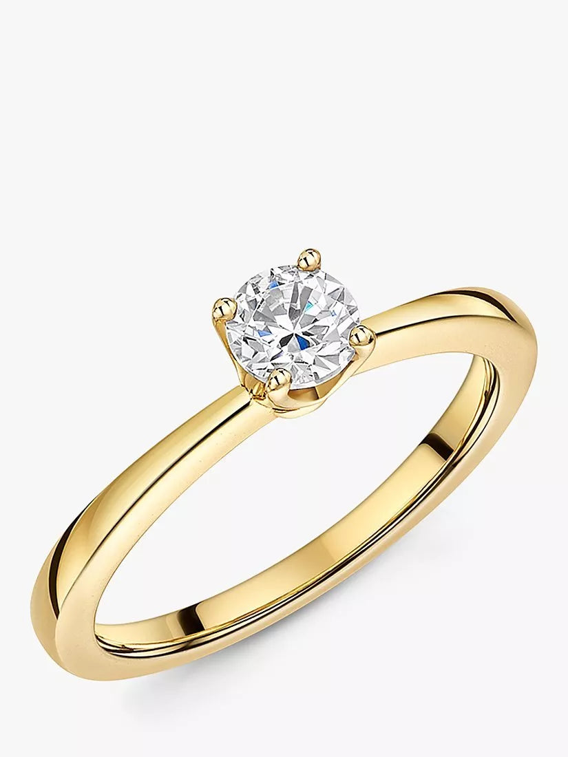 Jools by Jenny Brown Solitaire Round Cut Cubic Zirconia 5mm Ring, Gold, Q