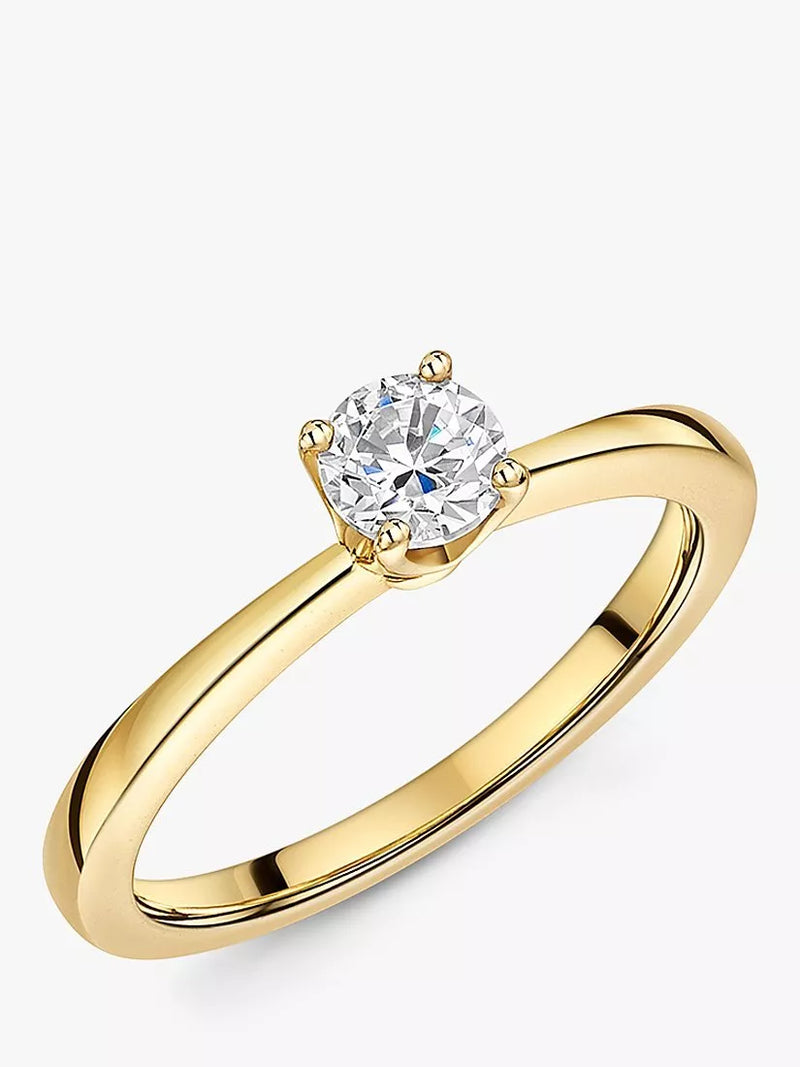 Jools by Jenny Brown Solitaire Round Cut Cubic Zirconia 5mm Ring, Gold, Q