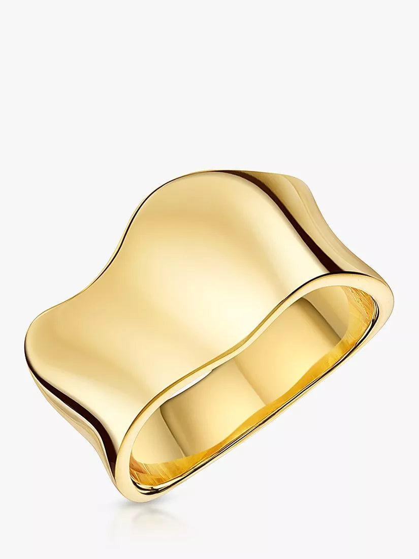 Jools by Jenny Brown Wide Concave Wave Band Ring Gold