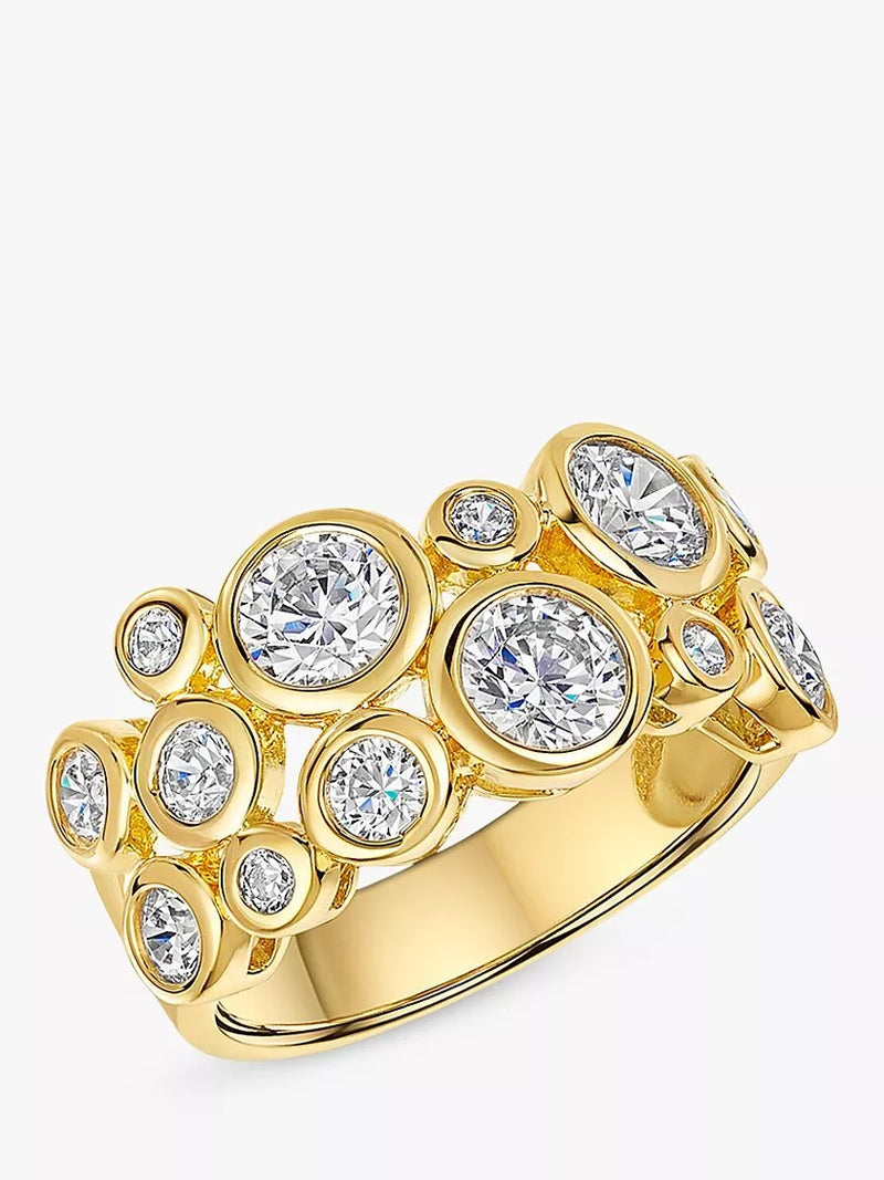 Jools by Jenny Brown Gold Cubic Zirconia Scatter Bubble Ring