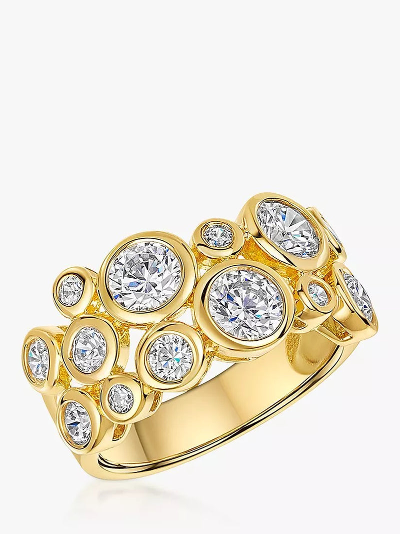 Jools by Jenny Brown Gold Cubic Zirconia Scatter Bubble Ring