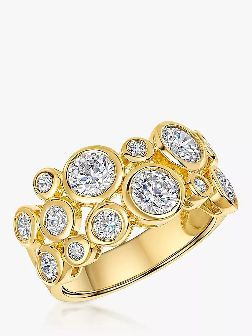 Jools by Jenny Brown Gold Cubic Zirconia Scatter Bubble Ring