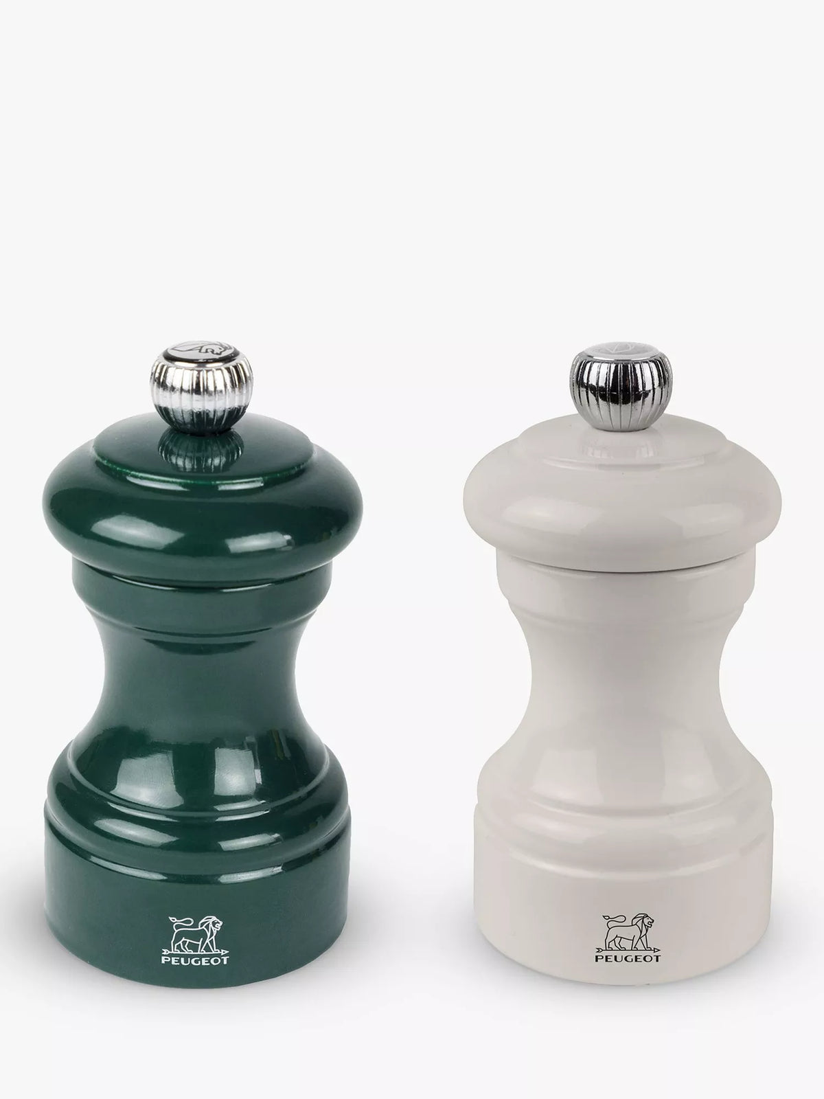 Peugeot beech wood salt and pepper mill gift set 10cm ivory forest green, imported from the UK