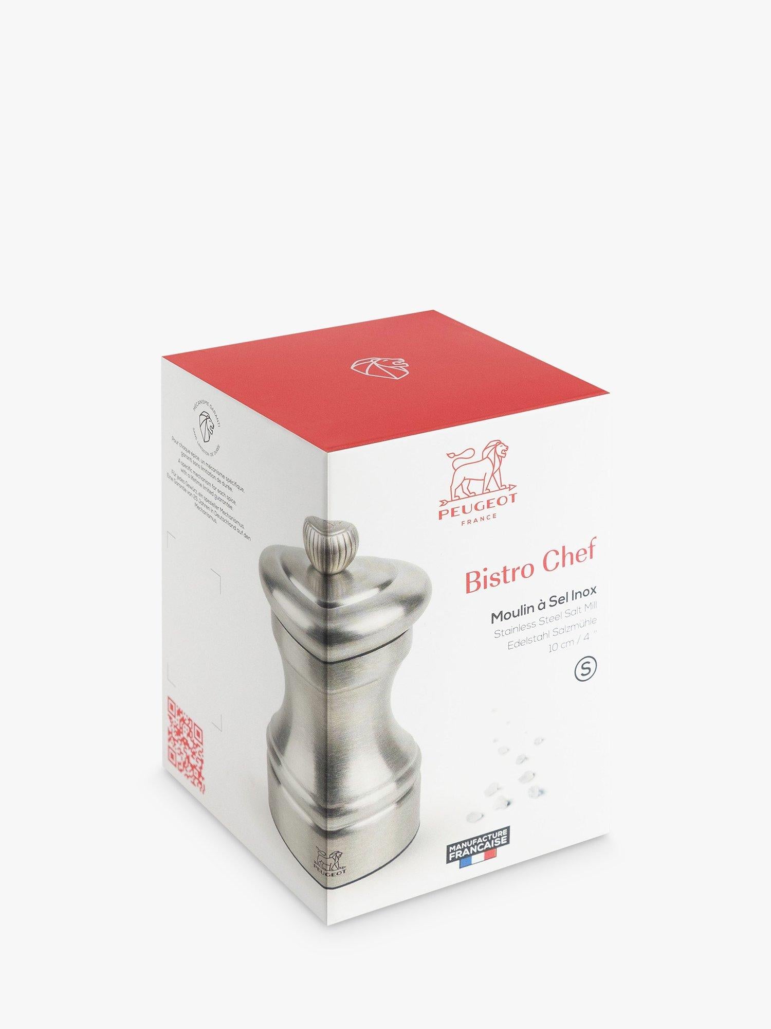 Peugeot Bistro Chef stainless steel salt mill 10cm, UK version