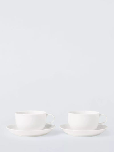 John Lewis + Queensberry Hunt Cupola Knochenporzellan Tasse & Untertasse Set, 2-teilig, 280 ml, Weiß
