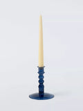 John Lewis navy glass bobbin candle holder 14 cm - British product