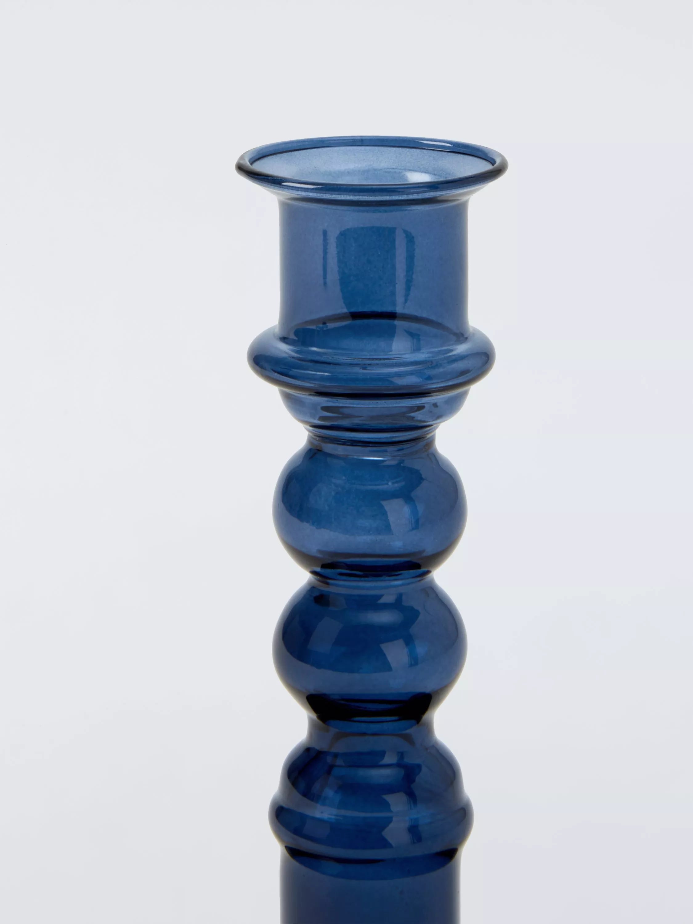 John Lewis navy glass bobbin candle holder 14 cm - British product