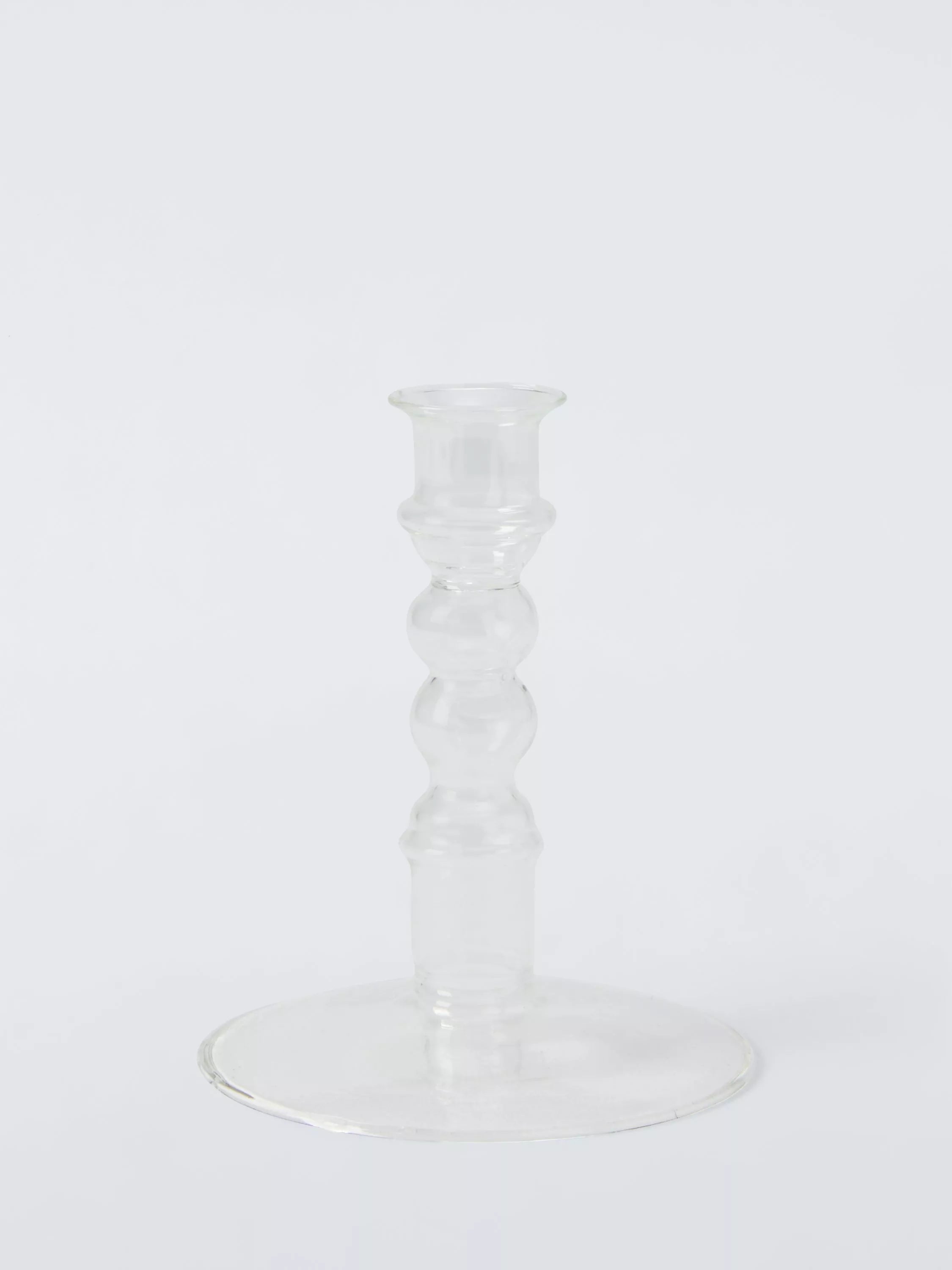 John Lewis clear glass bobbin candle holder H14 cm, UK version