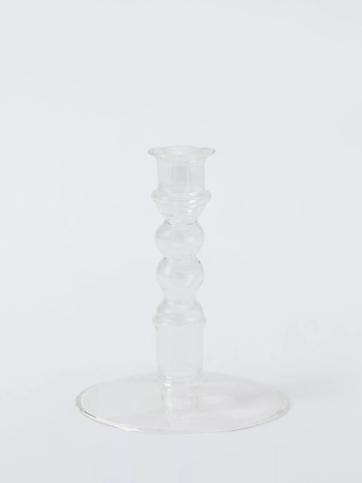 John Lewis clear glass bobbin candle holder H14 cm, UK version