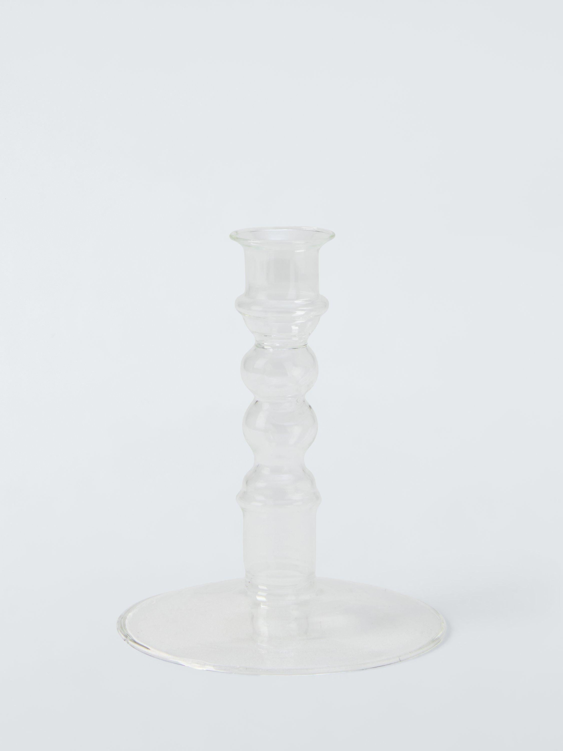 John Lewis clear glass bobbin candle holder H14 cm, UK version