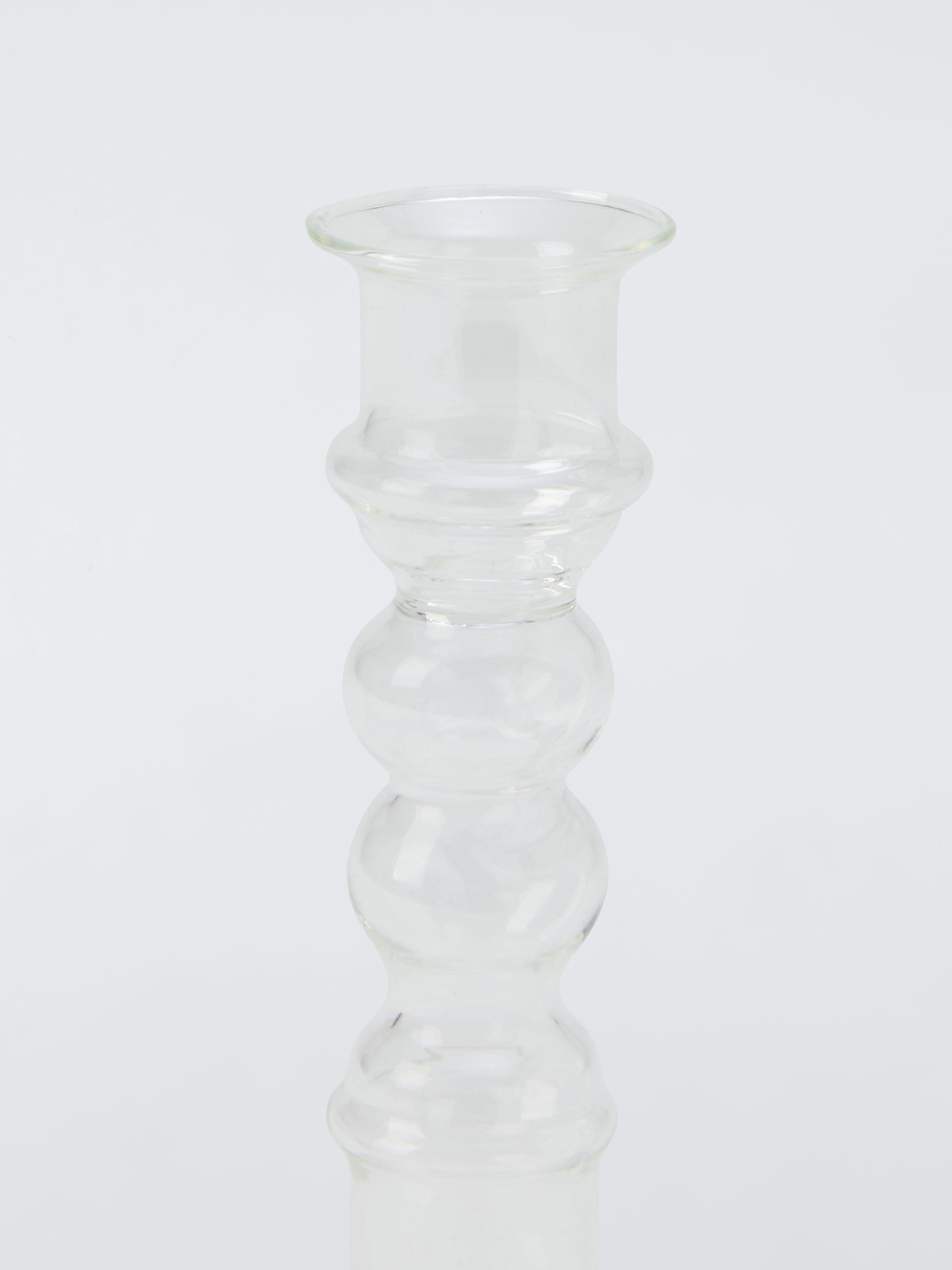 John Lewis clear glass bobbin candle holder H14 cm, UK version
