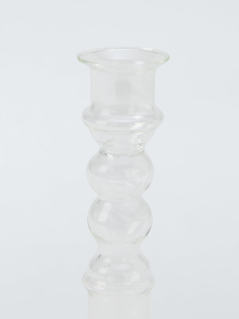 John Lewis clear glass bobbin candle holder H14 cm, UK version
