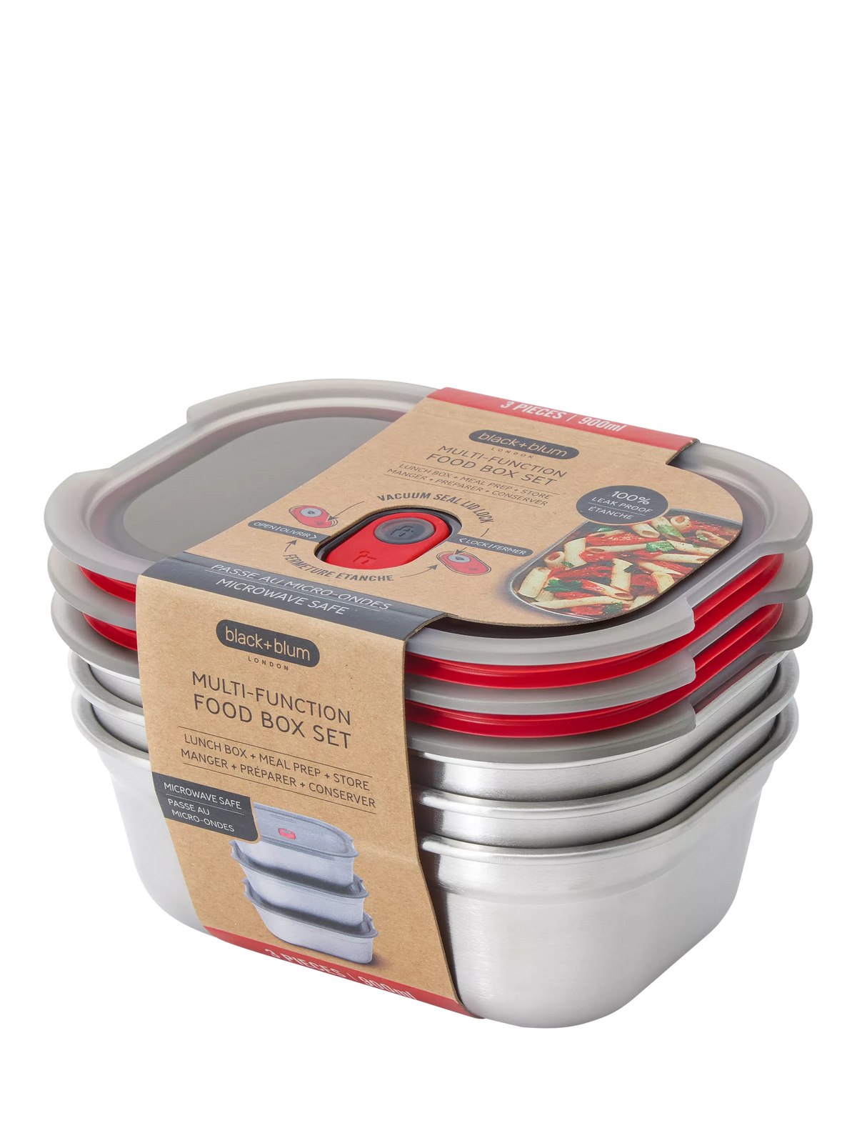 black+blum stainless steel lunch boxes set of 3 900ml, imported from the UK