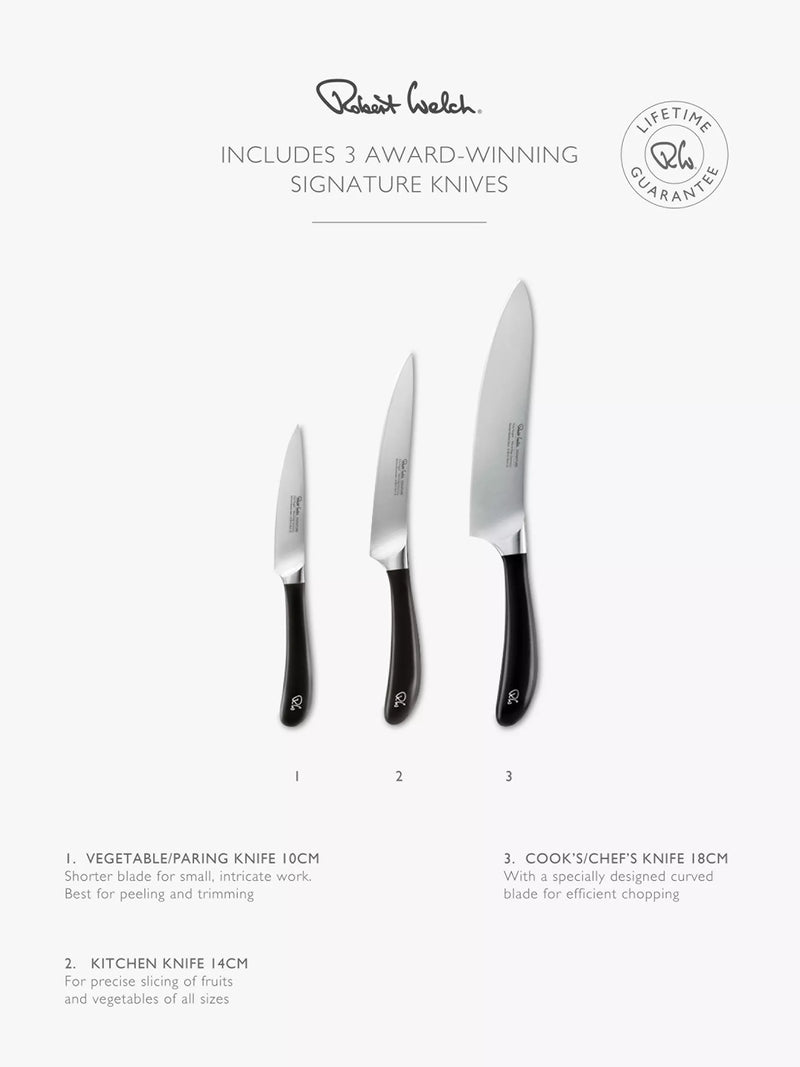 Robert Welch Signature Bamboo Knife Set 4 piece, imported from the UK