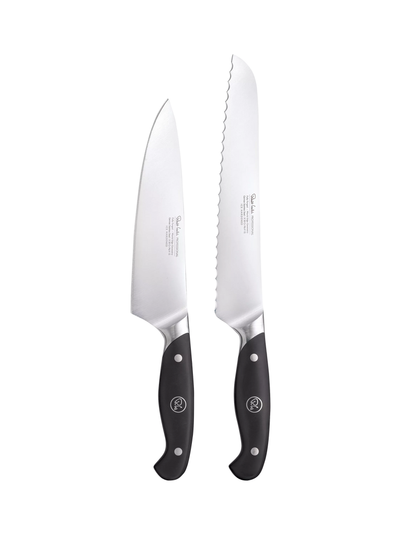 Robert Welch 2-piece knife set with chef's and bread knife (British brand)
