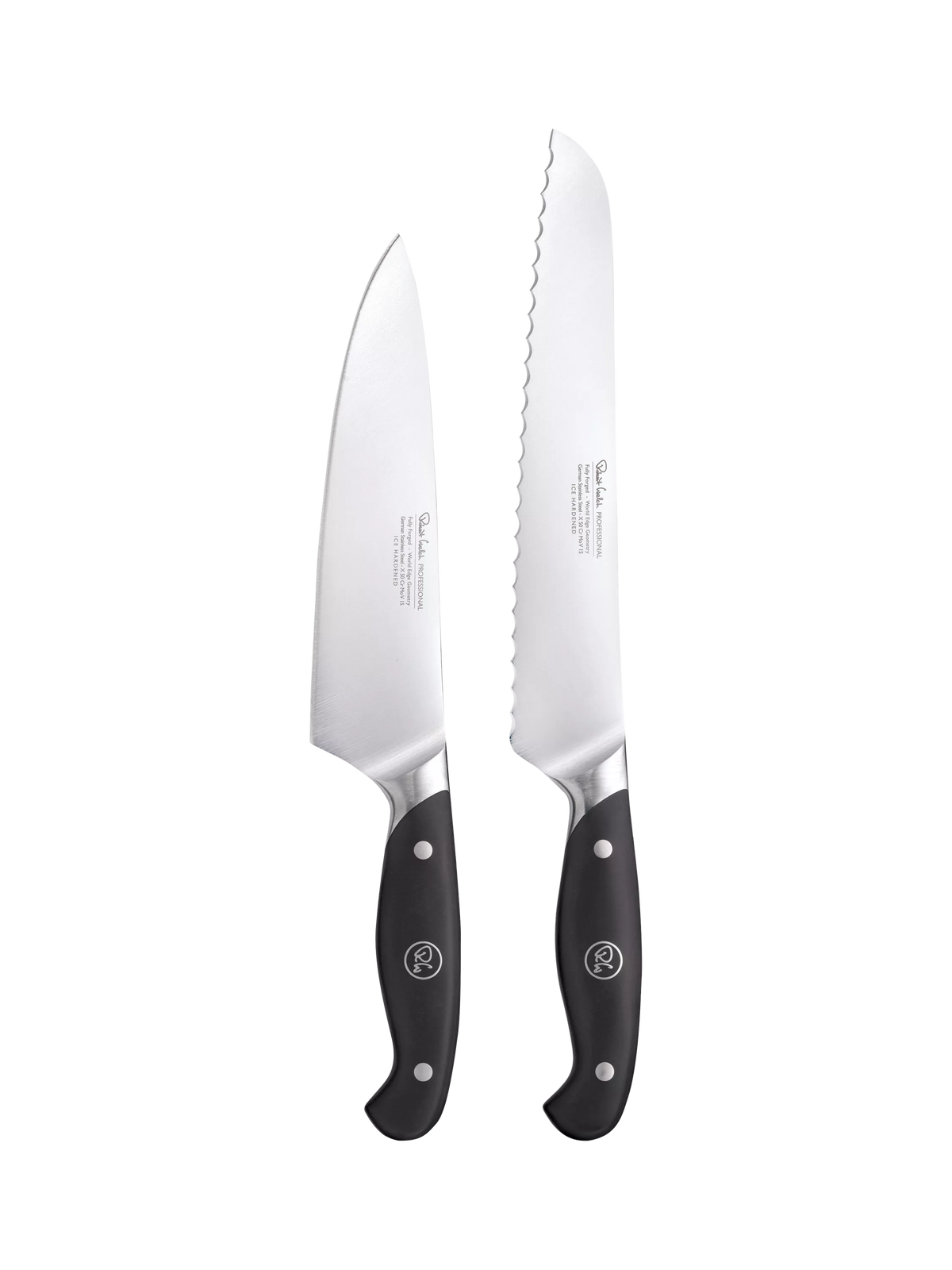 Robert Welch 2-piece knife set with chef's and bread knife (British brand)