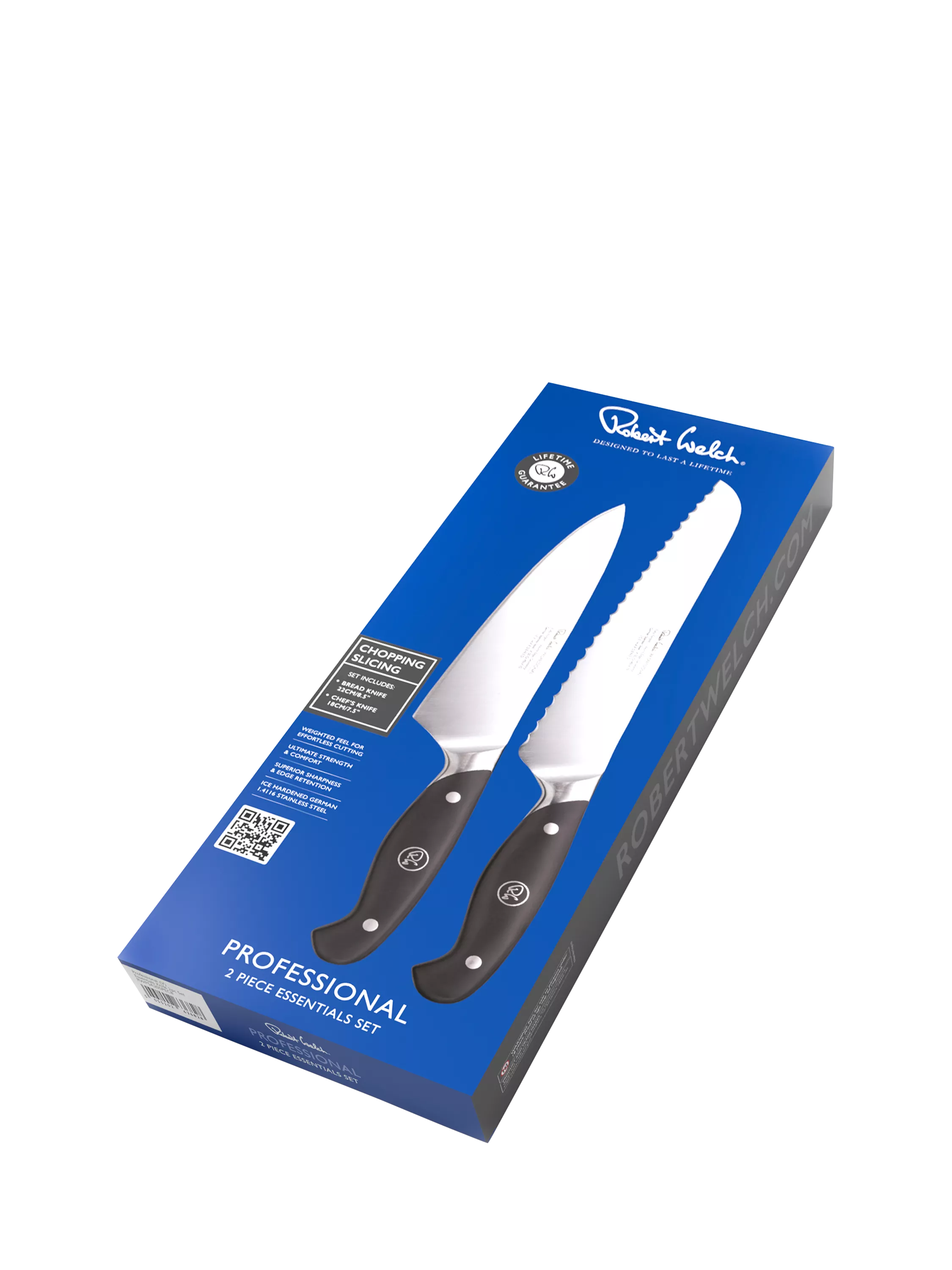 Robert Welch 2-piece knife set with chef's and bread knife (British brand)
