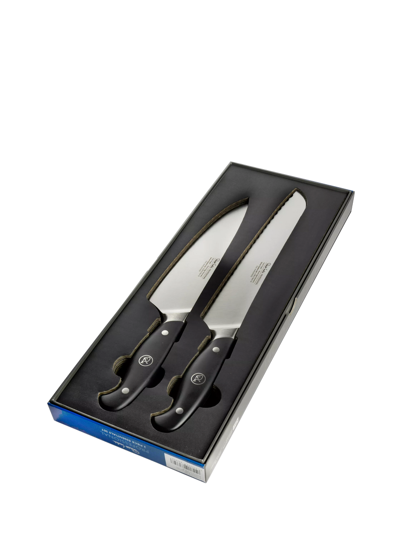 Robert Welch 2-piece knife set with chef's and bread knife (British brand)